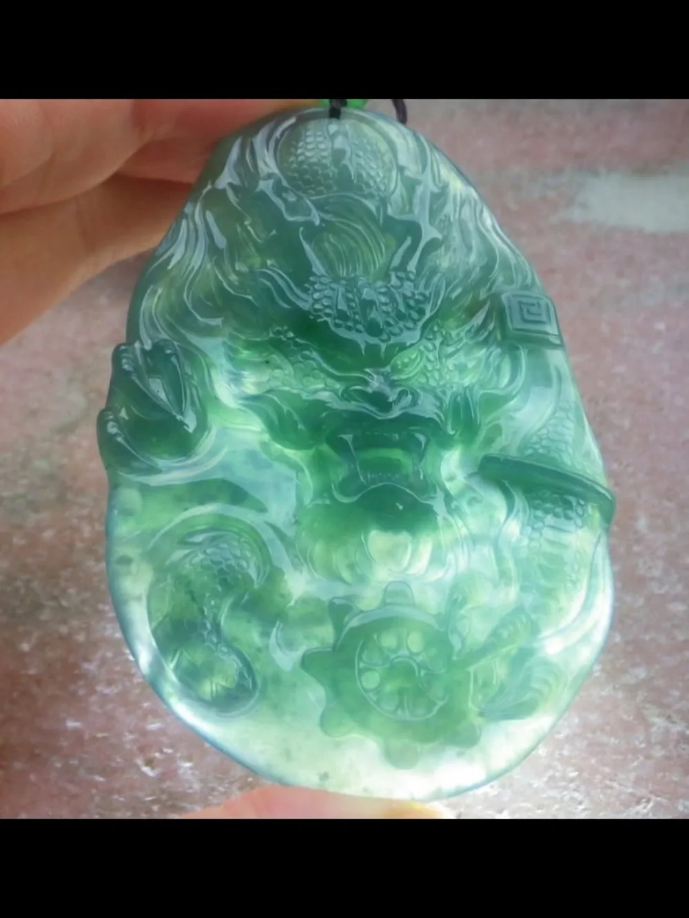 Certificate Jadeite Jade Burma Green Wealth Dragon wheel pendant